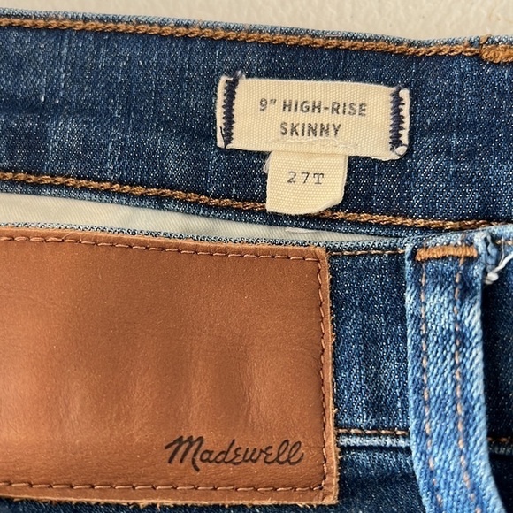 Madewell 9" High-Rise Skinny Medium Wash Raw Hem Sz 27 Tall - Picture 4 of 9